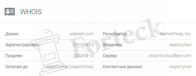 обзор официального сайта Webears 