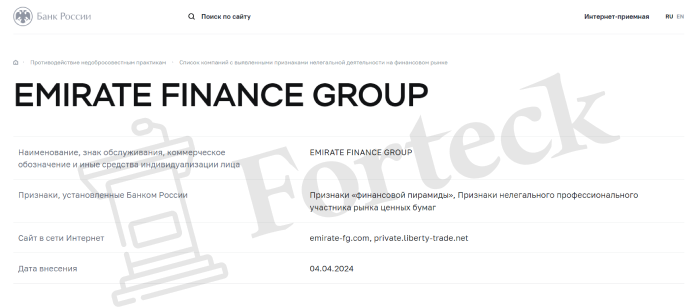 EMIRATE FINANCE GROUP лицензия 