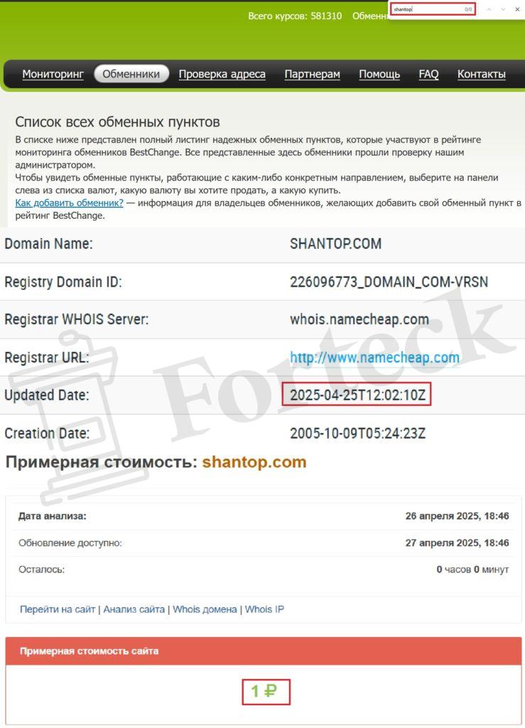 Лжеобменник Shantop (shantop.com) – хитрый лохотрон от мошенников! – 2