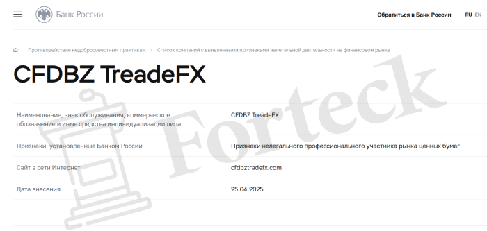 CFDBZ TreadeFX (cfdbztradefx.com) лжеброкер! Отзыв Forteck – 2