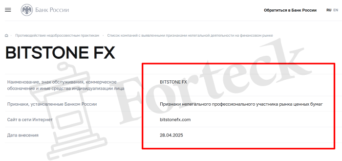 BITSTONE FX обман