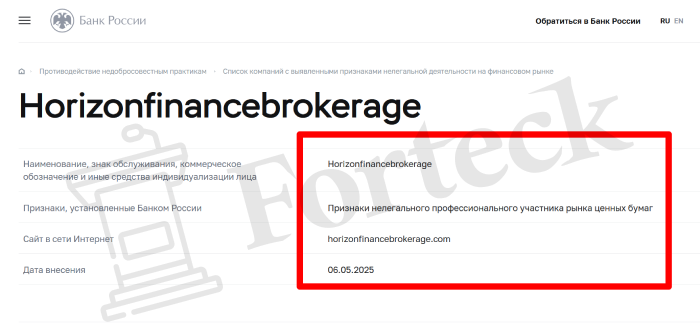 Horizonfinancebrokerage обман