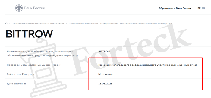BITTROW обман