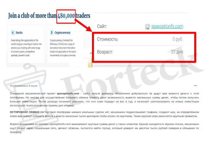 Spax Option FX (spaxoptionfx.com) лжеброкер! Отзыв Forteck – 2