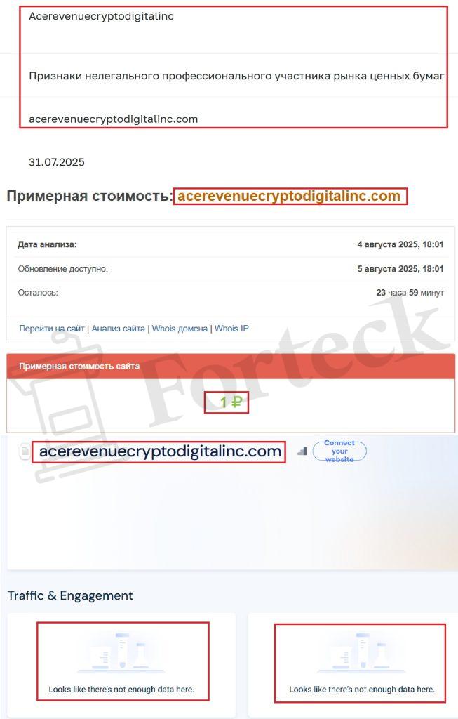 Лжеброкер Ace Revenue Crypto and Digital Assets (acerevenuecryptodigitalinc.com). Отзывы и возврат денег – 3