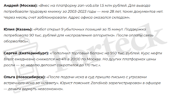 Мошеннический брокер Zandivob (zandivob.pro) Отзывы и возврат денег! – 6